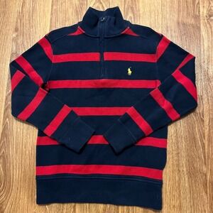Polo Ralph Lauren Quarter Zip Pullover Sweater‎ Kids Size 8 Navy Red